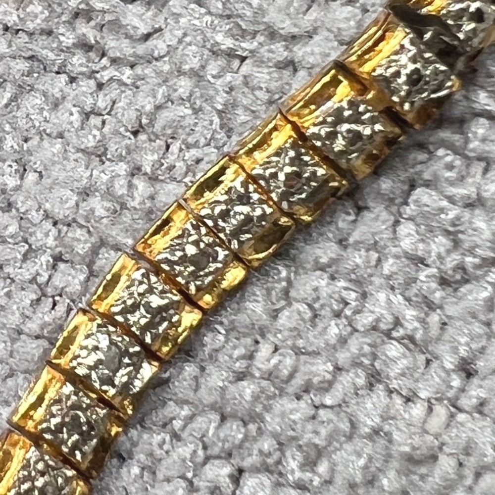 Vintage Tennis Bracelet Sterling Silver Gold Vermeil CZ FAS Safety Box 7" 12g